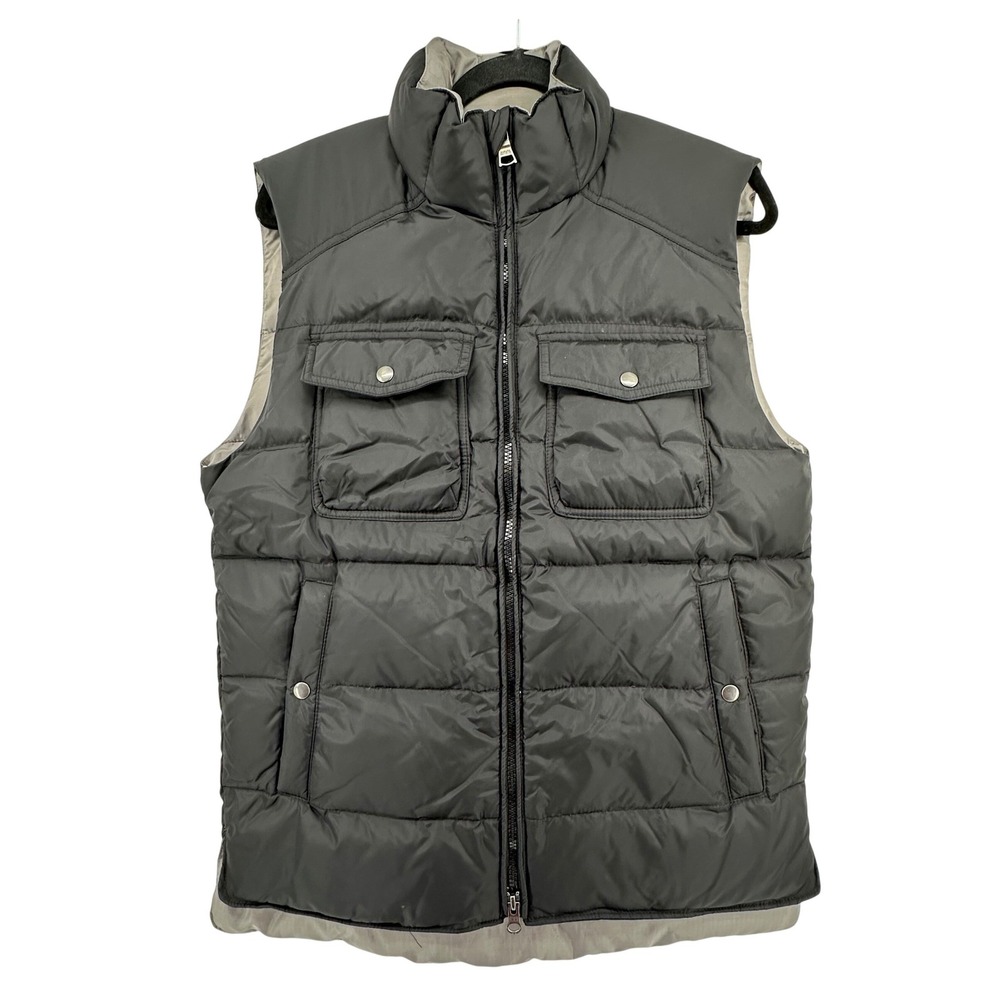 Banana Republic Down Puffer‎ Vest Mens S Black Full Zip Quilted Utility Gorpcore